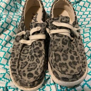 Gypsy Jazz Gray and White Moccasin Shoes